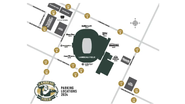 Lambeau field parking map